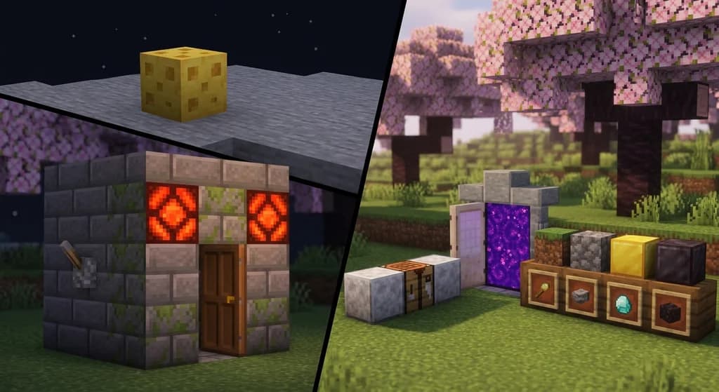 Minecraft April Fools snapshots 23w13a_or_b vote update and 25w14craftmine craftmine update side by side