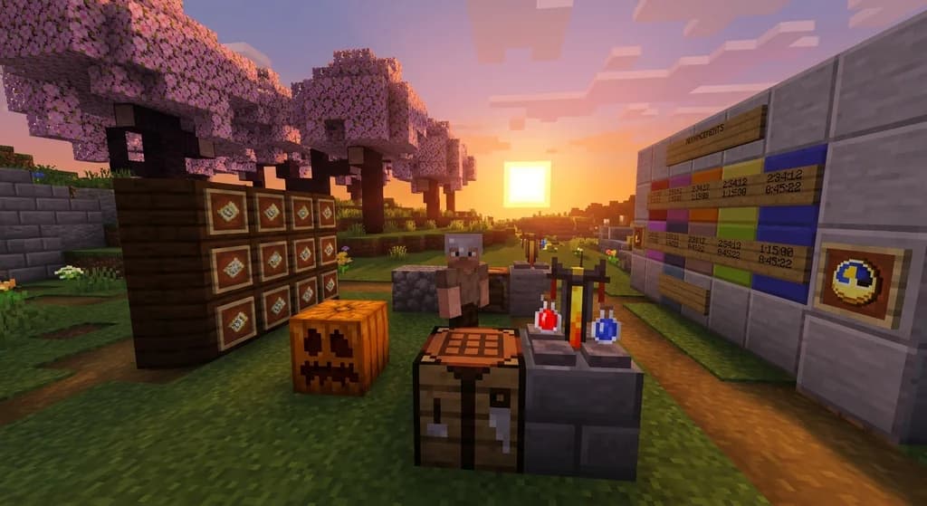 Minecraft player preparing for an All Advancements speedrun with key items and leaderboard in background.