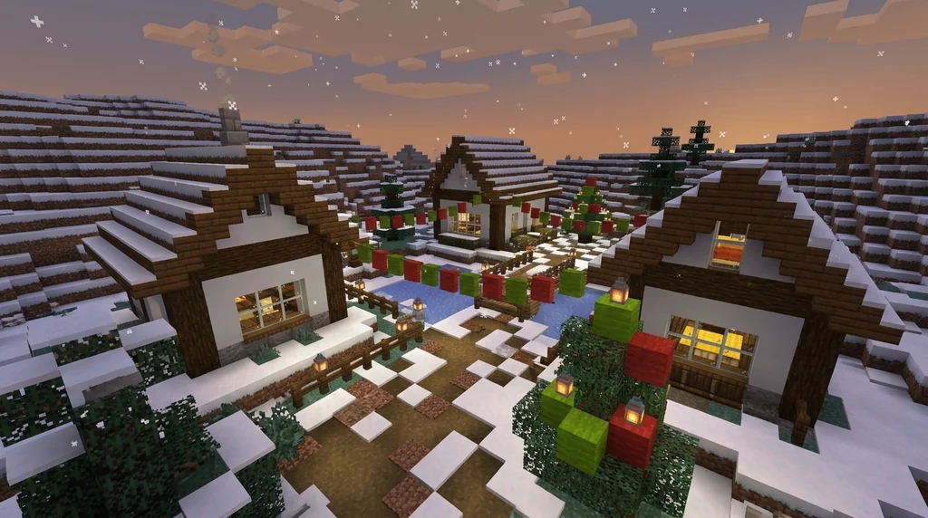 7 Best Christmas Village Block Palettes for Minecraft (2026) supporting Minecraft scene 1