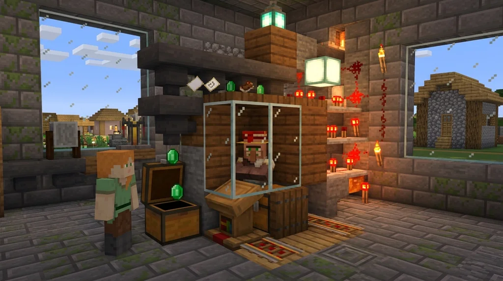 How to Build an Auto Villager Trading Machine in Minecraft (2026) supporting Minecraft scene 1