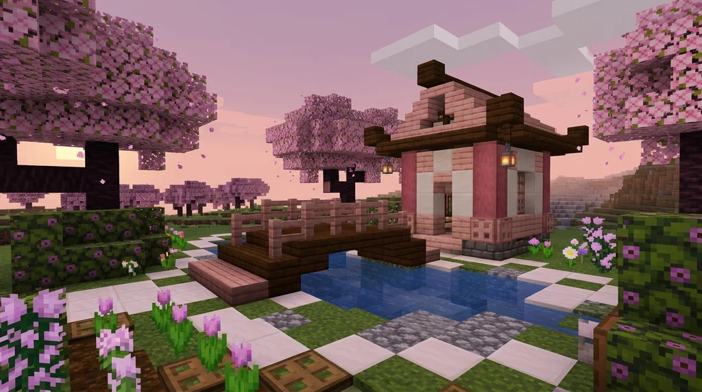 How to Build with Cherry Blossom: Minecraft Block Palette Guide supporting Minecraft scene 1