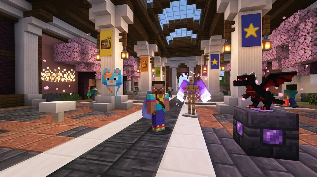 How to Unlock and Wear Cosmetic Items on Minecraft Servers in 2026 supporting Minecraft scene 1