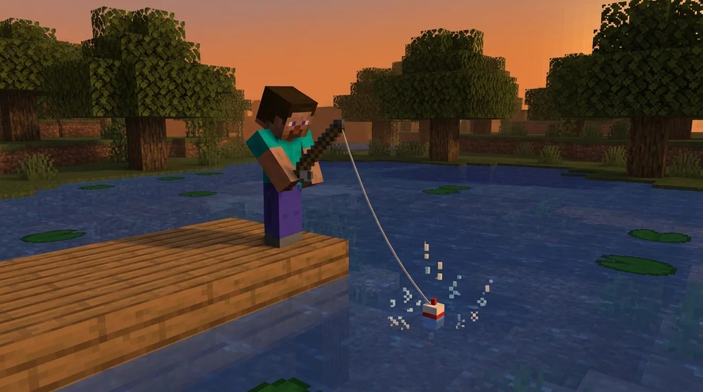 Minecraft Fishing Bobber Wait Times and Reel Timing supporting Minecraft scene 1