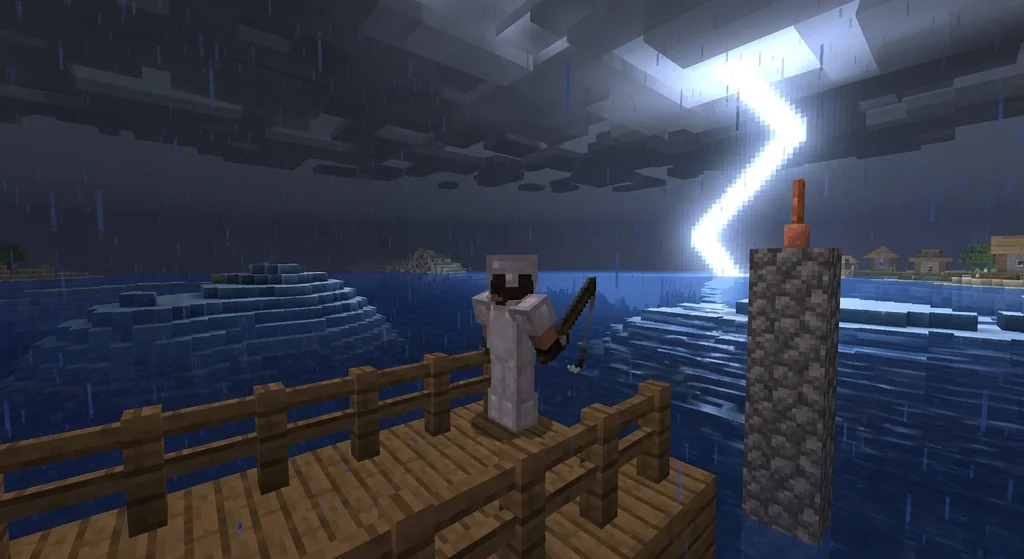 How to Fish During Minecraft Thunderstorms for Maximum Rare Drops 2026 supporting Minecraft scene 1