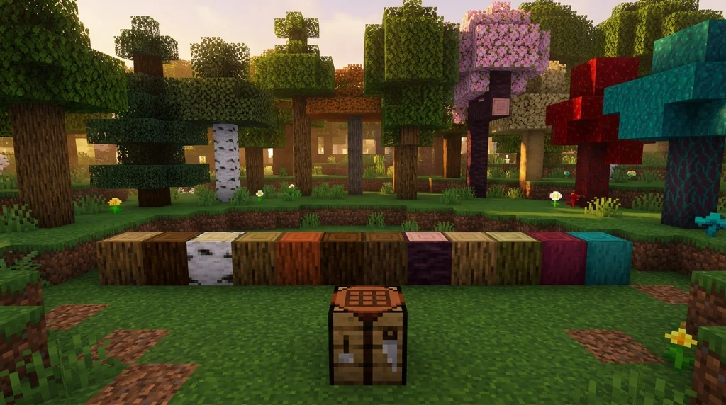 Minecraft Wood Blocks: Types and Basic Properties supporting Minecraft scene 1