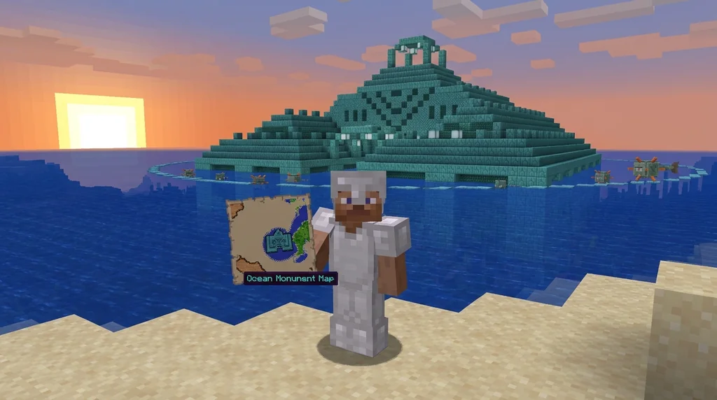 Ocean Explorer Map Renamed to Ocean Monument Map in 2026 supporting Minecraft scene 1