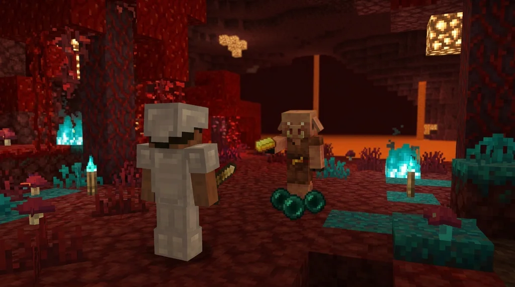 Piglin Bartering for Ender Pearls: Probabilities and Mechanics supporting Minecraft scene 1