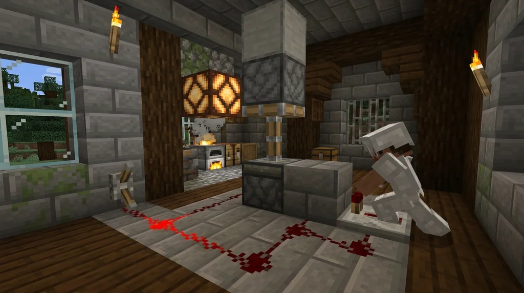 Redstone Mechanisms Overview in Minecraft supporting Minecraft scene 1